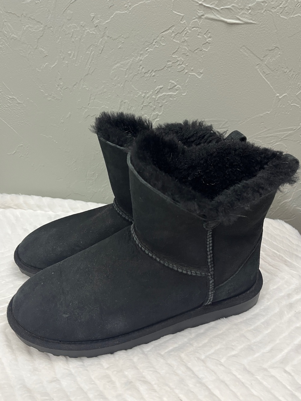 Members Mark Sheepskin Short Shearling Boot boots black size 8